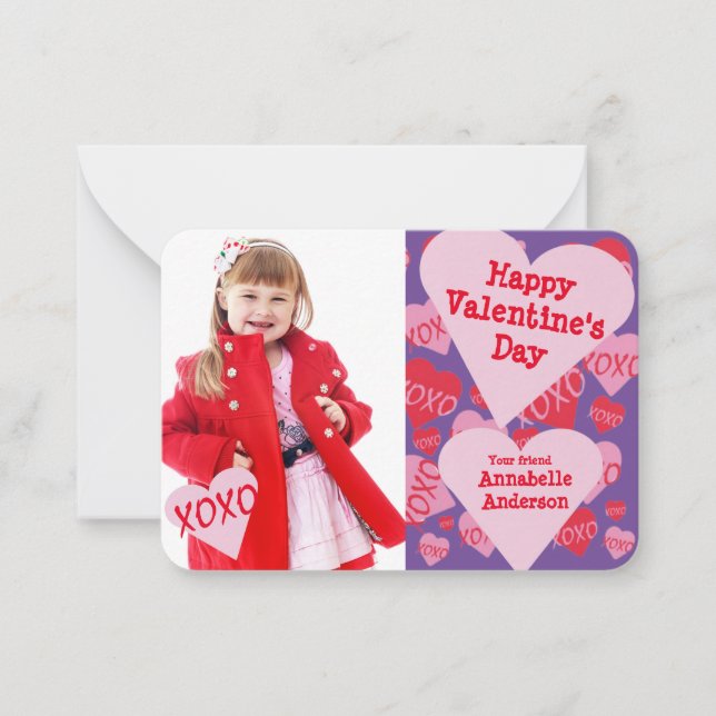 Cartão De Notas Dia de os namorados Photo Classroom XOXO Sweethear (Frente)