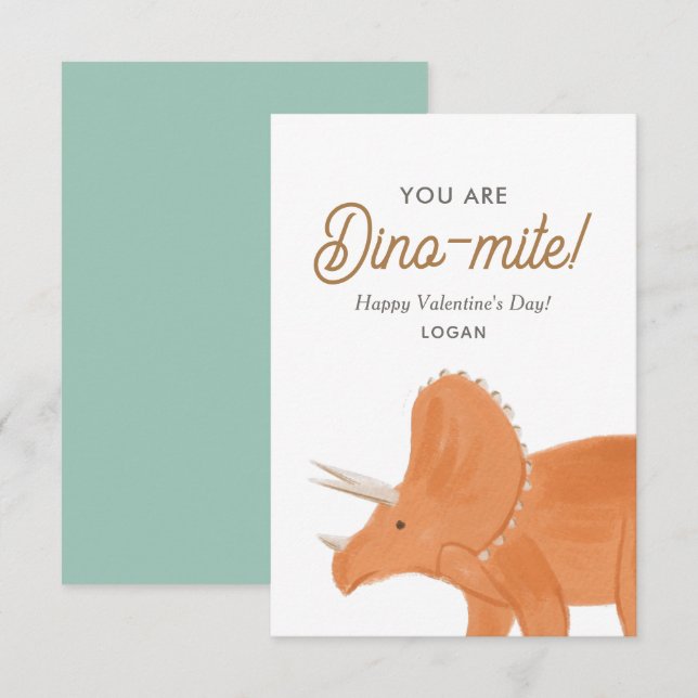 Cartão De Notas Dia dos Namorados de Dinossauro Infantil Dinomite  (Frente/Verso)