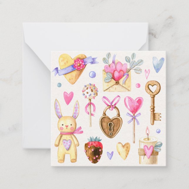 Cartão De Notas Dia dos Namorados fofo (Frente)