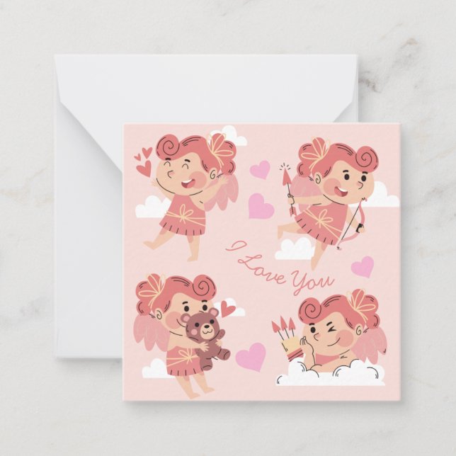 Cartão De Notas Dia dos Namorados fofo (Frente)