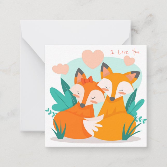 Cartão De Notas Dia dos Namorados fofo (Frente)