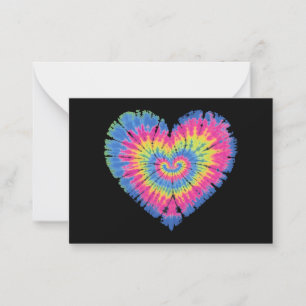Cartão De Notas Dia dos Namorados Tie Dye Corações Coloridos 