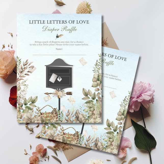 Cartão De Notas Diaper Raffle Little Love Letters Baby Shower (Criador carregado)
