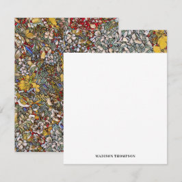 Cartão De Notas Diário Floral de Vidro Conservado Personalizado