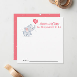 Cartão De Notas Dicas de Parentalidade Simples de Elefante e Balão