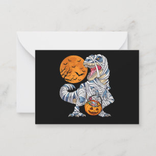Cartão De Notas Dino do Dia das Bruxas T rex Múmia Abóbora