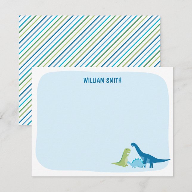 Cartão De Notas Dinosaur Personalizado  (Frente/Verso)