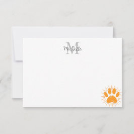 Cartão De Notas Distressed Sunbeam Dog Paw Personalized Monogram