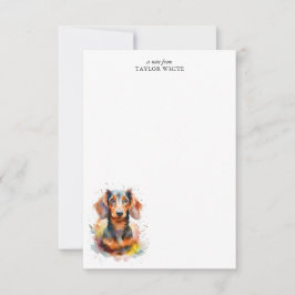 Cartão De Notas Diversão Da Aquarela Dachshund Personalizado Obrig