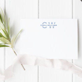 Cartão De Notas Dividir Monograma elegante nota formal de azul