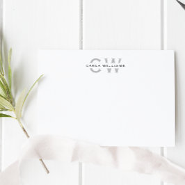 Cartão De Notas Dividir nota formal elegante do Monograma de cinza