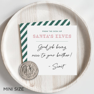 Cartão De Notas Do Gabinete dos Elfos de Papai Noel Mini Natal
