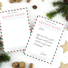 Cartão De Notas Do Gabinete dos Elfos de Papai Noel Natal Branco