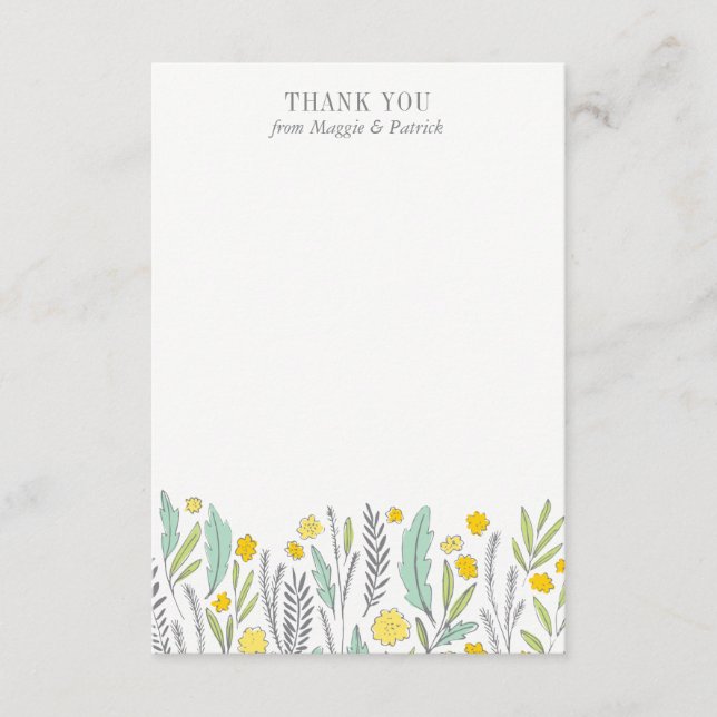 Cartão De Notas Doce Sprigs Gênero Flat Neutro Obrigado Nota (Frente)