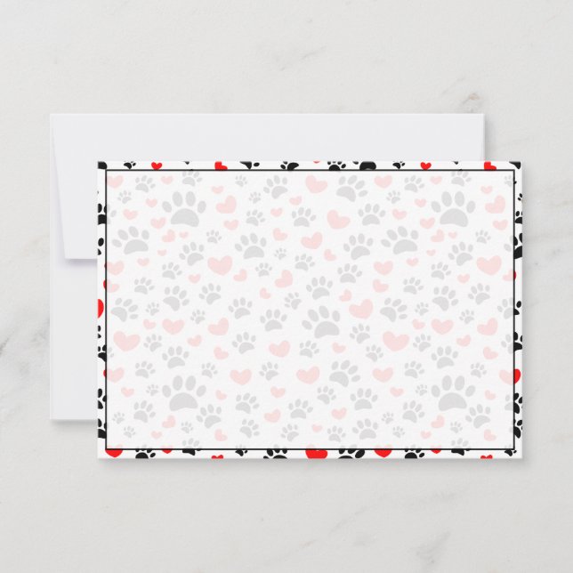 Cartão De Notas Dog Lover Paw Prints and Hearts Custom (Frente)