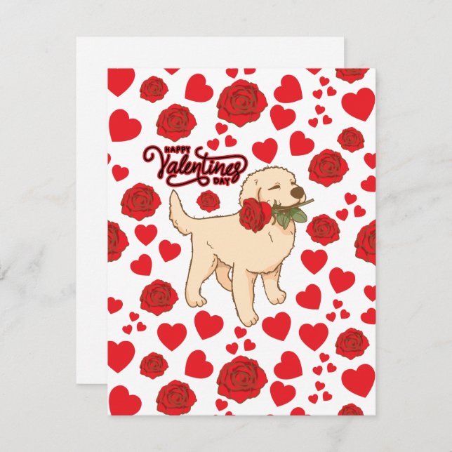 Cartão De Notas Dog Lover Valentine’s Day Card in White (Frente/Verso)