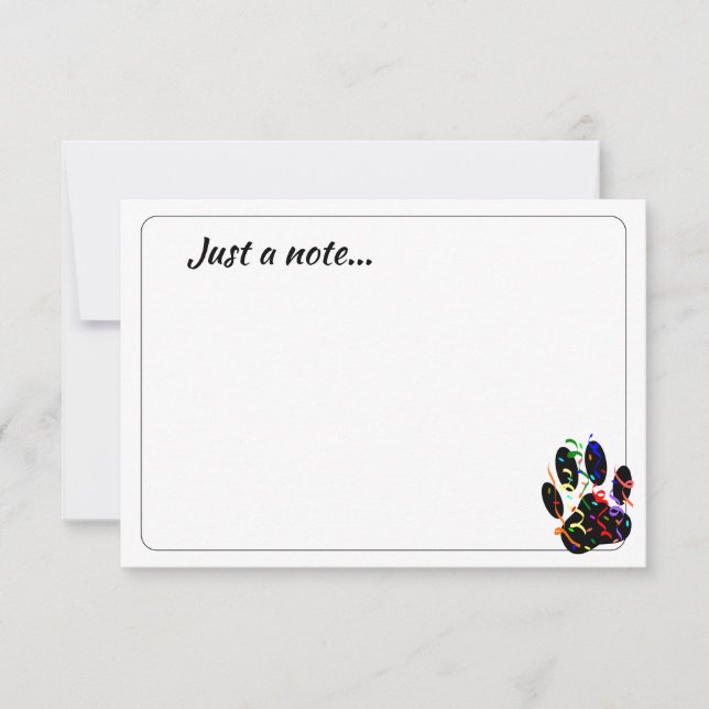 Cartão De Notas Dog Paw Print With Confetti Streamer Just a Note (Frente)