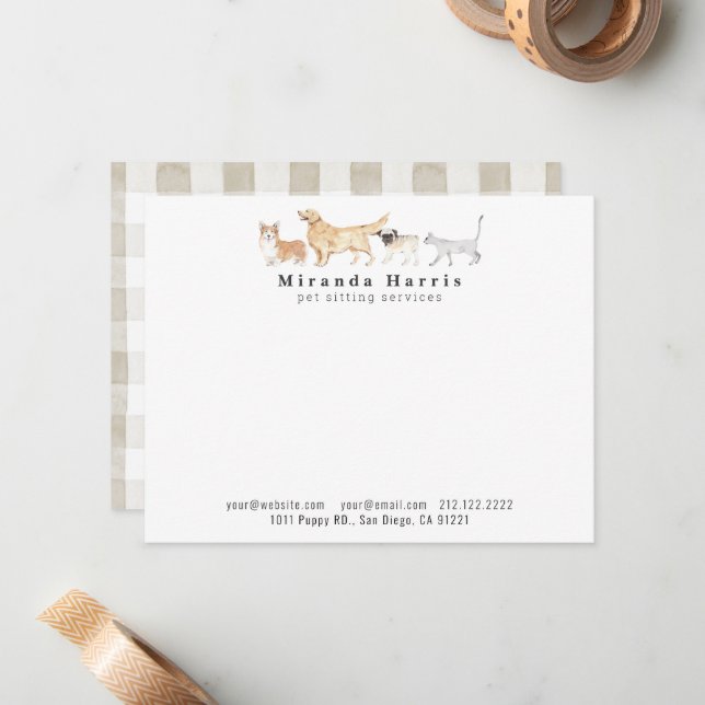 Cartão De Notas Dogs & Cat Personal Stationery Note Card (Frente/Verso In Situ)