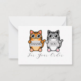 Cartão De Notas Dois Gatos Adoráveis Obrigado