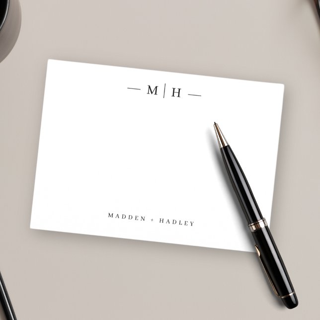Cartão De Notas Dois Monogramas iniciais - Papel de carta de Casal (Criador carregado)