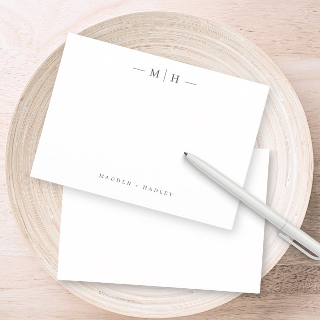 Cartão De Notas Dois Monogramas iniciais - Papel de carta de Casal (Criador carregado)
