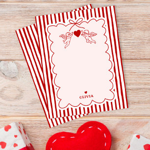 Cartão De Notas Doodle Cupido Estilo Retrô Tema Dia dos Namorados