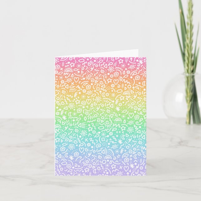 Cartão De Notas Doodles! Placa dobrada Rainbow (Frente)
