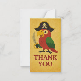 Cartão De Notas Dourado Rústico Náutico Papagaio Pirata Agradecime