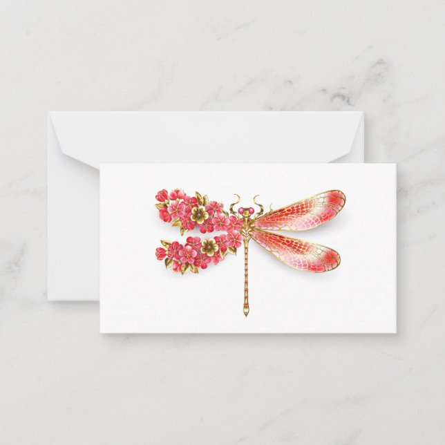 Cartão De Notas Dragonfly com joalheria sakura (Frente)
