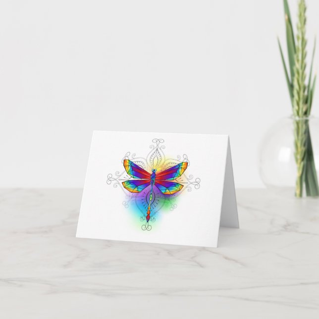 Cartão De Notas Dragonfly Poligonal (Frente)