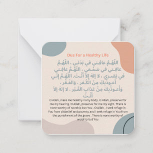 Cartão De Notas Dua para uma vida saudável  Daily Adhkar