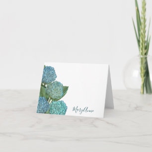 Cartão De Notas Dusty Blue Elegante Moderna Hydrangea Floral