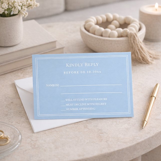 Cartão De Notas Dusty blue wedding response RSVP (Criador carregado)