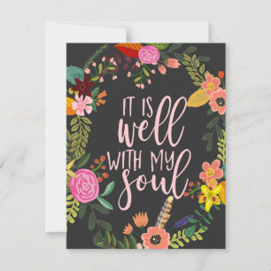 Cartão De Notas É Bem Com A Minha Alma, Hino, Bíblia, Citação