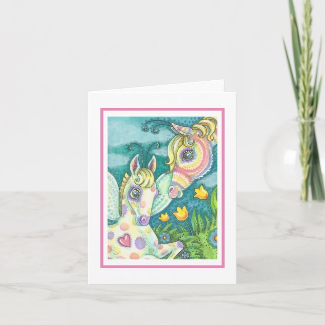 CARTÃO DE NOTAS EASTER BABY, SPRING PONY, CUTE FAIRY NOTE CARD B (Frente)