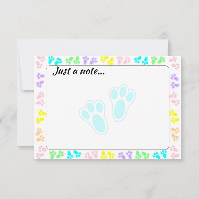Cartão De Notas Easter Bunny Paw Print Pattern Just a Note (Frente)