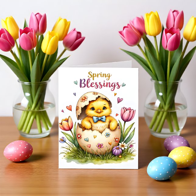 Cartão De Notas Easter, Spring Hatching Chick Note Card (Criador carregado)