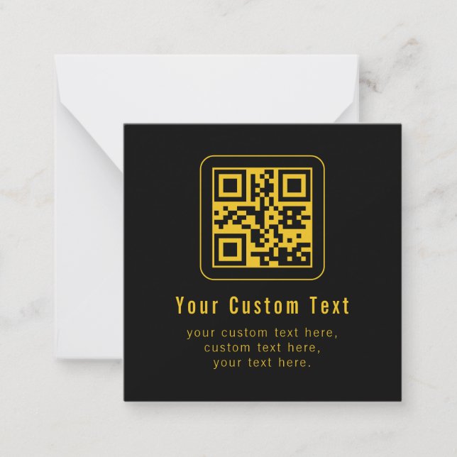 Cartão De Notas Editable QR Code & Text Template | Black & Gold (Frente)
