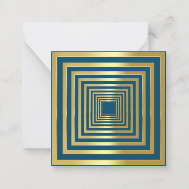 Cartão De Notas Efeito elegante 3d azul Dourado quadrado (Frente)