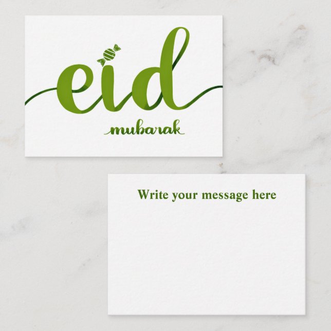 Cartão De Notas Eid Mubarak (Frente/Verso)
