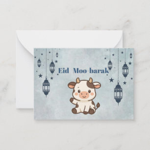 Cartão De Notas Eid Mubarak, Eid ul adha vaca piada engraçada cor 