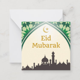 Cartão De Notas Eid Mubarak em fundo amarelo claro