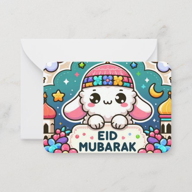Cartão De Notas Eid Mubarak Sheep (Frente)