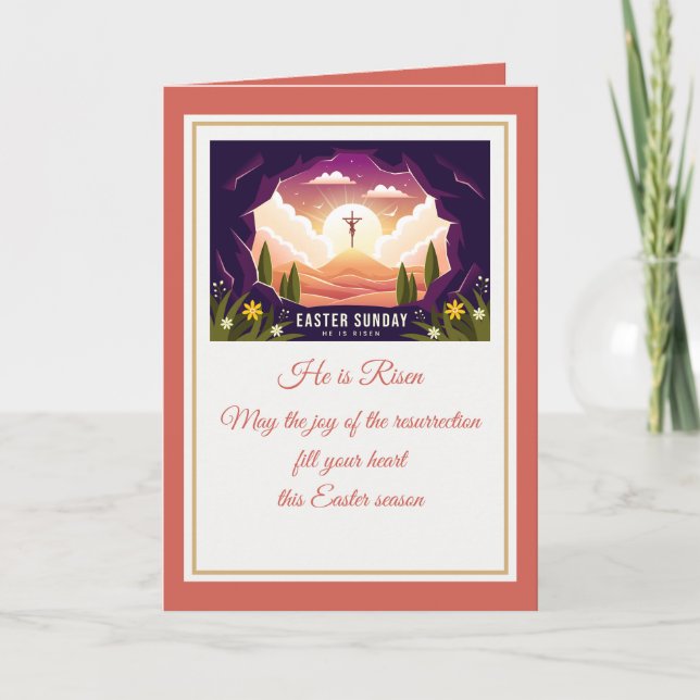 Cartão De Notas Ele Está Risado" Felz pascoa - Religioso Personali (Frente)