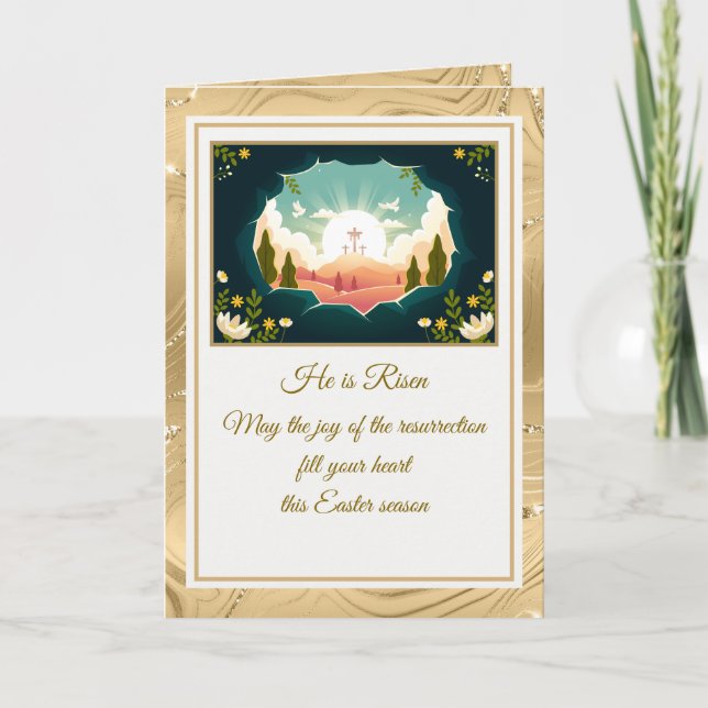 Cartão De Notas Ele Está Risado" Felz pascoa - Religioso Personali (Frente)