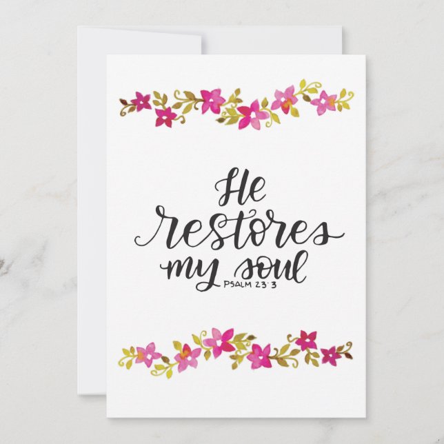 Cartão De Notas Ele restaura minha placa de alma (Frente)