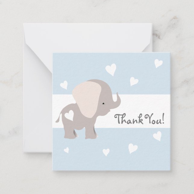 Cartão De Notas Elefante Azul Obrigado Notecards (Frente)