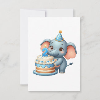 Cartão De Notas Elefante Fofo 2º Aniversário