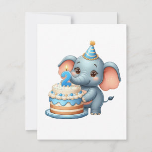Cartão De Notas Elefante Fofo 2º Aniversário