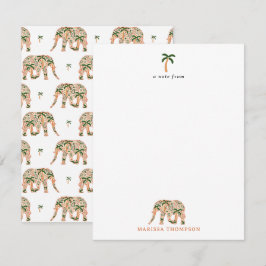 Cartão De Notas Elefantes do Ornamentado Floral Paisley Indiano